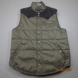 Salt Valley Vest Men Small Green Puffer‎ Corduroy Western Yoke Snap Work Cowboy